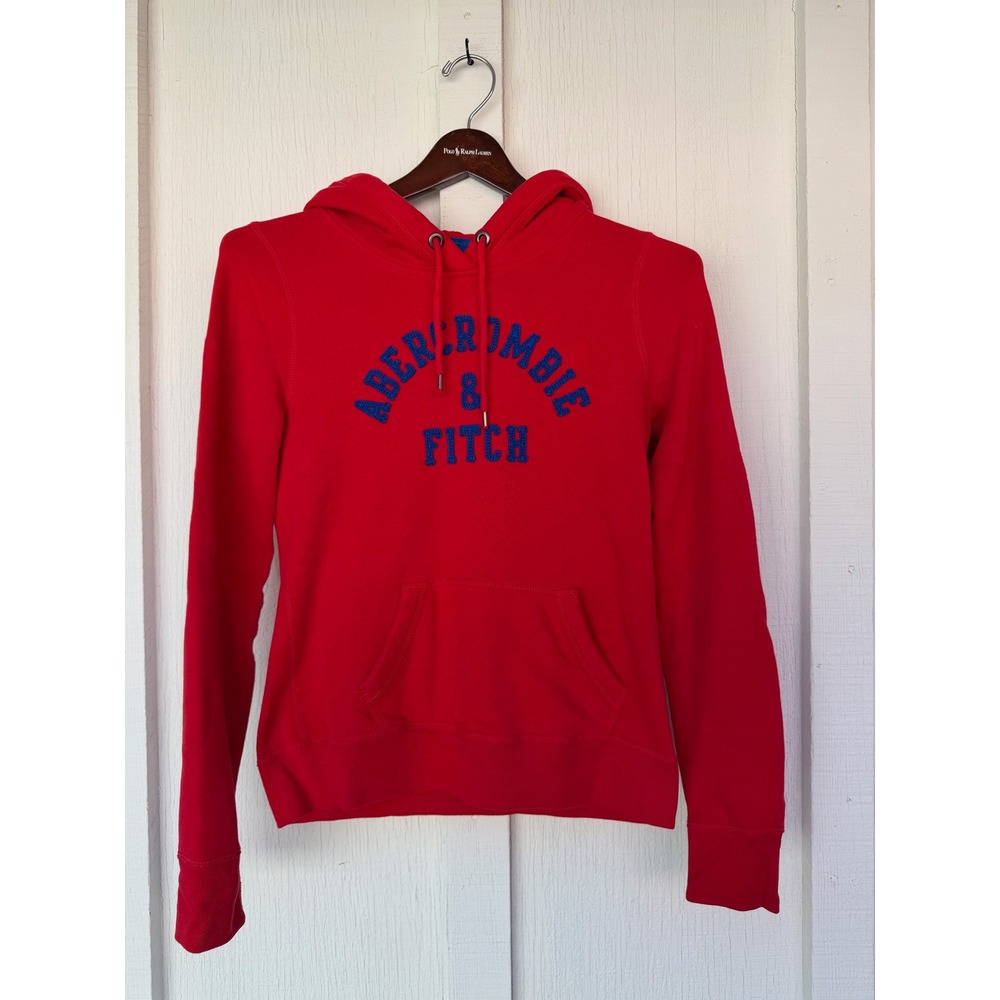 Abercrombie & Fitch Womens Blue Logo Pullover Hoodie Sweatshirt Medium Spell out